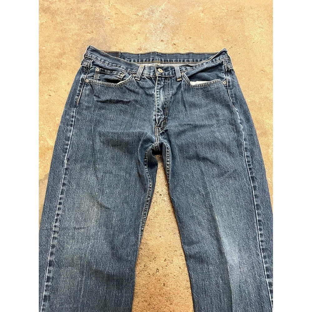 Levi's 514 Regular Straight Fit Jeans Mens 35x34 Blue Denim Dark Wash Mid Rise - Picture 4 of 16